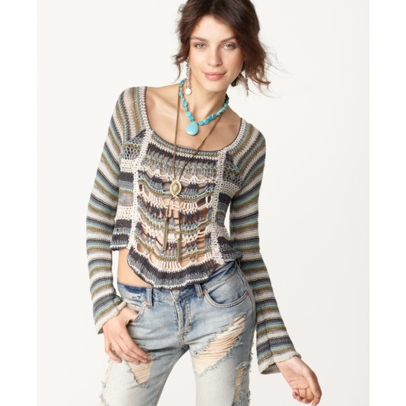 Free People Crocheted Sweater - B2 - Picture 2 of 6
